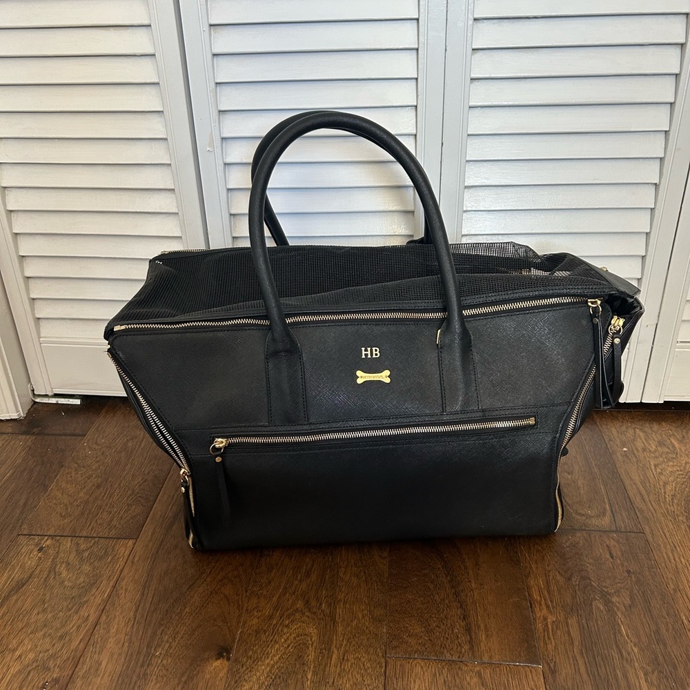 Pet Carrier. Henri Bendel Black vinyl. Incredible hardware throughout.